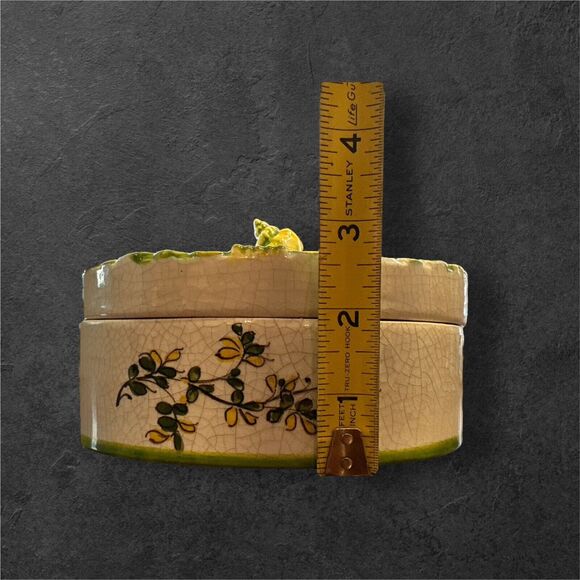 Antique Meiselman Ceramic Oval Trinket Box With Seashell Lid - 6” Made In Italy - Picture 8 of 10